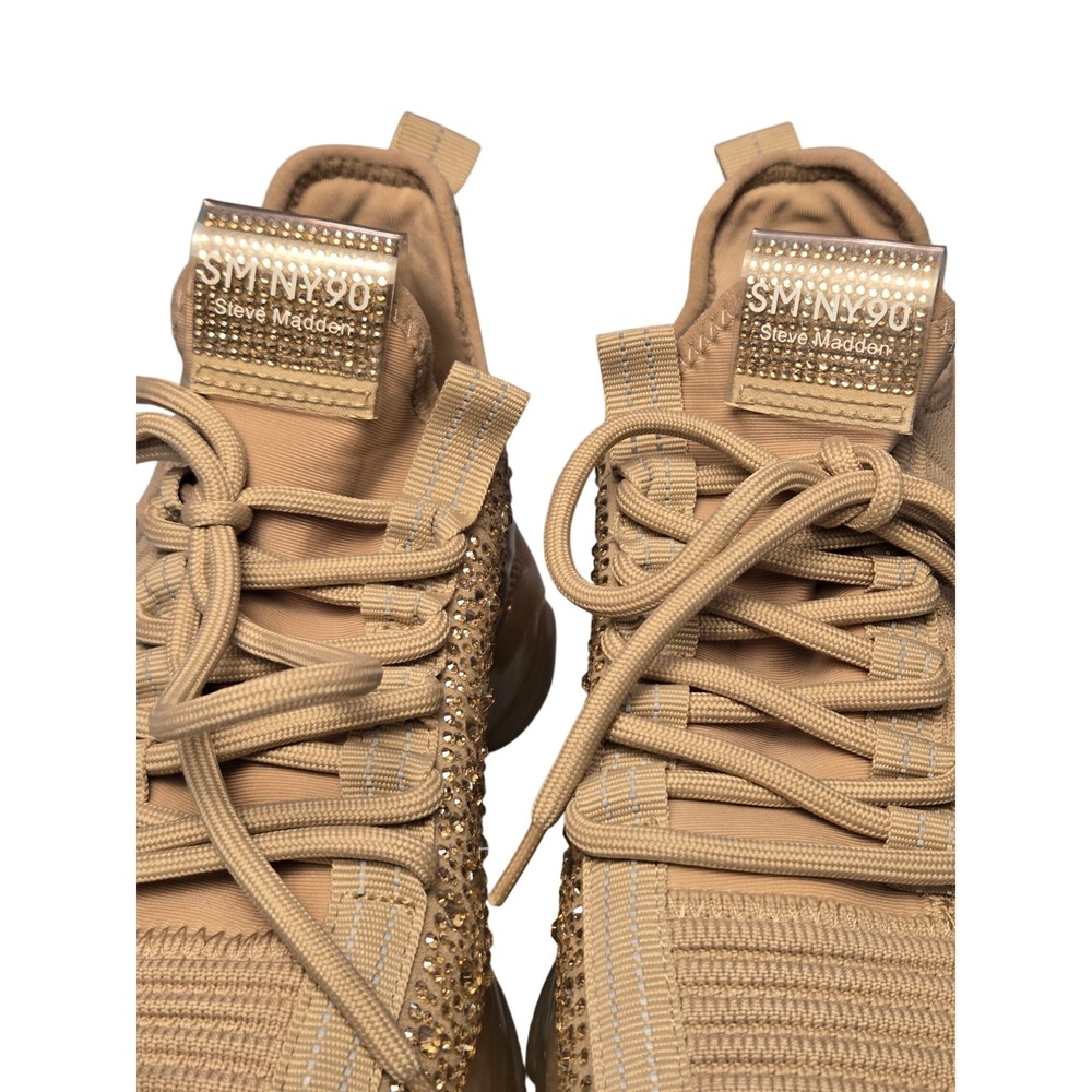 Steve Madden SM NY90 "Maxima" Women's Tan Rhinestone Sneakers Size Unknown - Picture 3 of 10